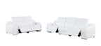 Two Piece White Leather Five Person Seating Set