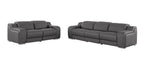 Two Piece Dark Gray Leather Five Person Seating Set