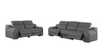 Two Piece Dark Gray Leather Five Person Seating Set