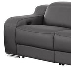 Two Piece Dark Gray Leather Five Person Seating Set