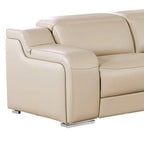 Two Piece Beige Leather Four Person Seating Set