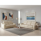 Two Piece Beige Leather Four Person Seating Set