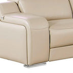 Two Piece Beige Leather Four Person Seating Set