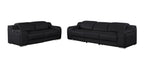 Two Piece Black Leather Five Person Seating Set