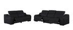 Two Piece Black Leather Five Person Seating Set