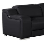 Two Piece Black Leather Five Person Seating Set