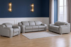 Three Piece Light Gray Leather Six Person Seating Set