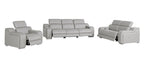 Three Piece Light Gray Leather Six Person Seating Set