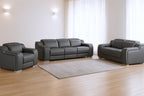 Three Piece Dark Gray Leather Six Person Seating Set