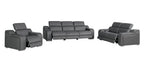 Three Piece Dark Gray Leather Six Person Seating Set