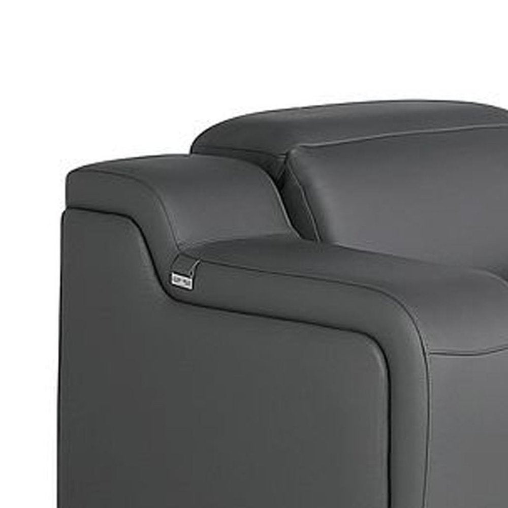 Three Piece Dark Gray Leather Six Person Seating Set
