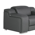 Three Piece Dark Gray Leather Six Person Seating Set