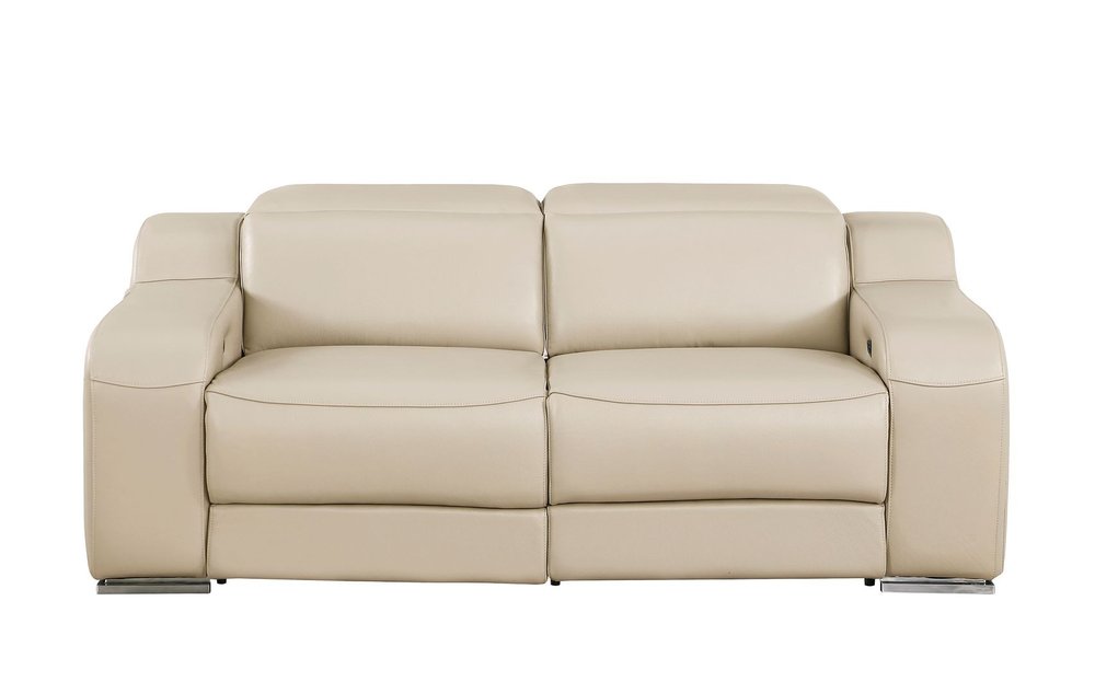 Three Piece Beige Leather Six Person Seating Set