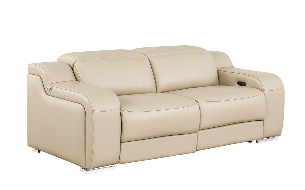 Three Piece Beige Leather Six Person Seating Set