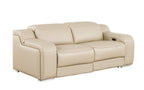 Three Piece Beige Leather Six Person Seating Set