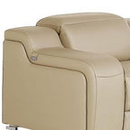 Three Piece Beige Leather Six Person Seating Set