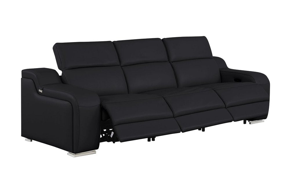 Three Piece Black Leather Six Person Seating Set
