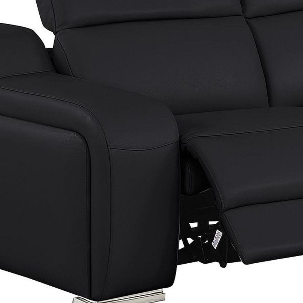 Three Piece Black Leather Six Person Seating Set