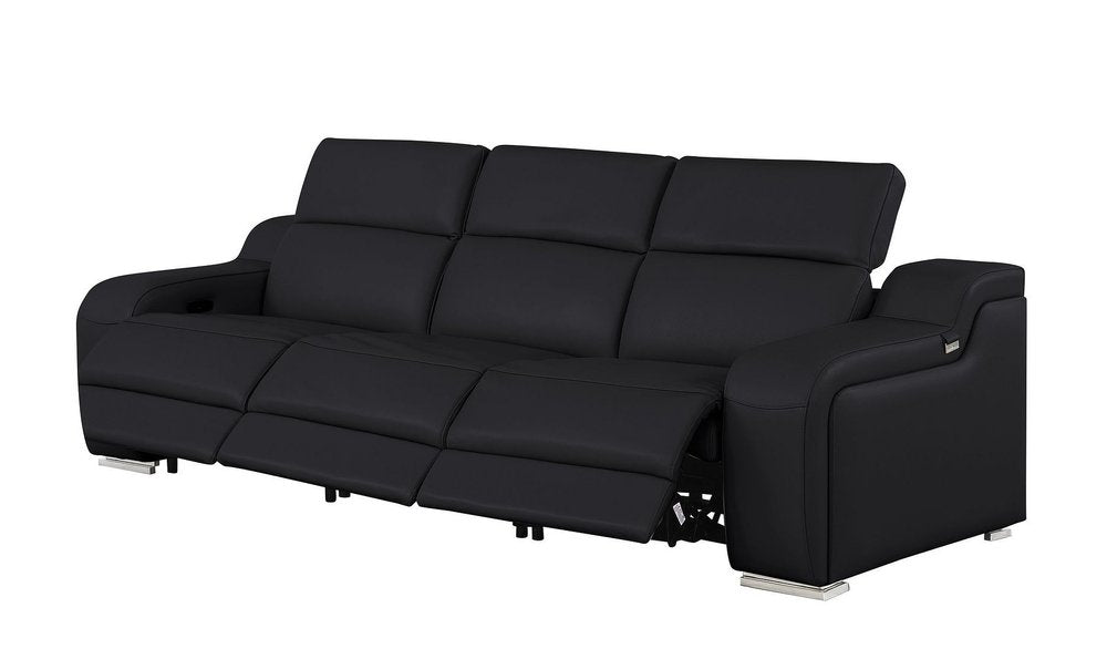 Three Piece Black Leather Six Person Seating Set