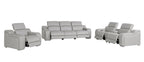 Three Piece Light Gray Leather Six Person Seating Set