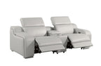 Three Piece Light Gray Leather Six Person Seating Set