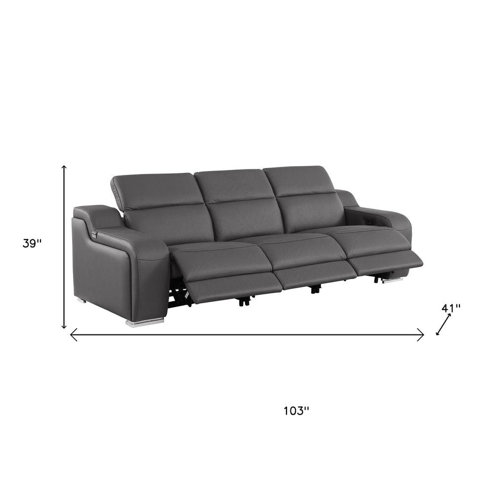 Three Piece Dark Gray Leather Six Person Seating Set