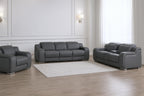 Three Piece Dark Gray Leather Six Person Seating Set