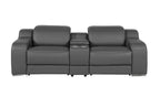 Three Piece Dark Gray Leather Six Person Seating Set