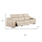 Three Piece Beige Leather Six Person Seating Set