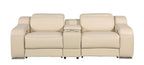 Three Piece Beige Leather Six Person Seating Set
