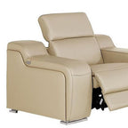 Three Piece Beige Leather Six Person Seating Set