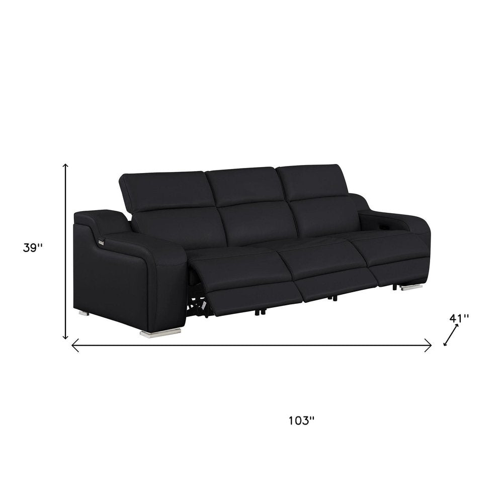 Three Piece Black Leather Six Person Seating Set