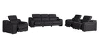 Three Piece Black Leather Six Person Seating Set