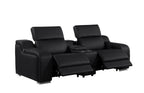 Three Piece Black Leather Six Person Seating Set