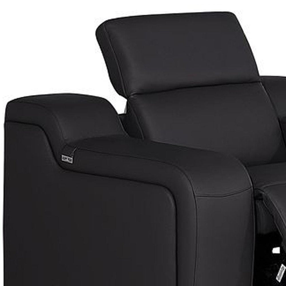 Three Piece Black Leather Six Person Seating Set