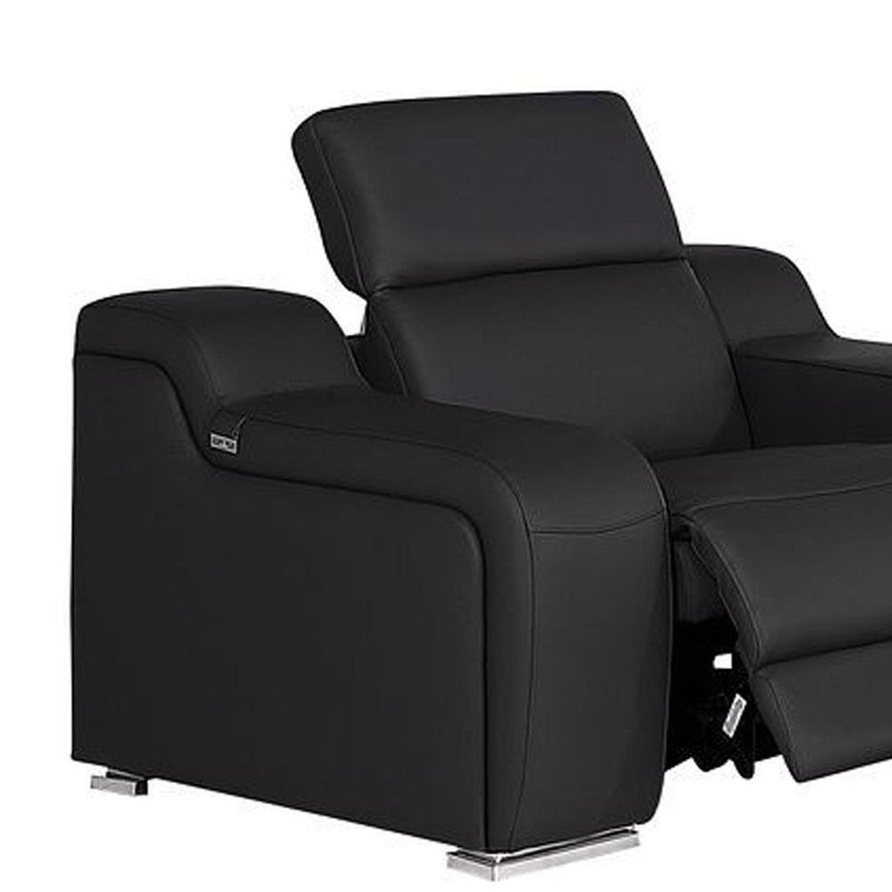 Three Piece Black Leather Six Person Seating Set