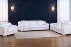 Three Piece White Leather Six Person Seating Set