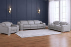 Three Piece Light Gray Leather Six Person Seating Set