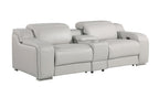 Three Piece Light Gray Leather Six Person Seating Set