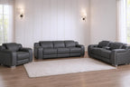 Three Piece Dark Gray Leather Six Person Seating Set