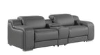 Three Piece Dark Gray Leather Six Person Seating Set