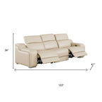 Three Piece Beige Leather Five Person Seating Set