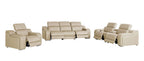 Three Piece Beige Leather Five Person Seating Set