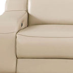 Three Piece Beige Leather Five Person Seating Set
