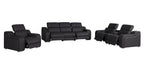 Three Piece Black Leather Six Person Seating Set