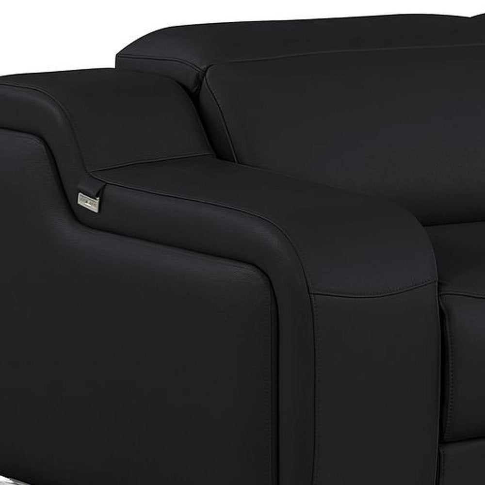 Three Piece Black Leather Six Person Seating Set