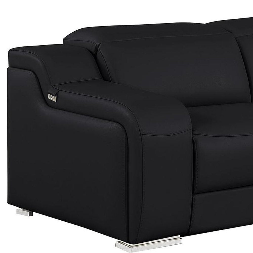 Three Piece Black Leather Six Person Seating Set