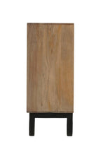 80" Brown Solid Wood Carved Geometric Sideboard with Four Doors