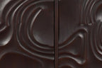 80" Dark Brown Solid Wood Carved Abstract Sideboard with Four Doors