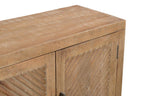 72" Natural Distressed Solid Wood Carved Geometric Sideboard with Four Doors